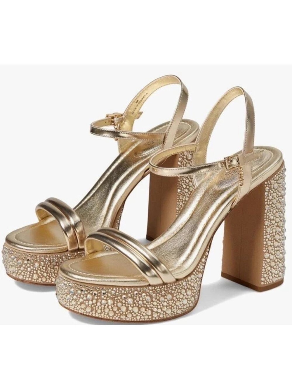 NIB-Michael Michael Kors Laci Embellished Shimmery Slingback Platform Heels 7.5M